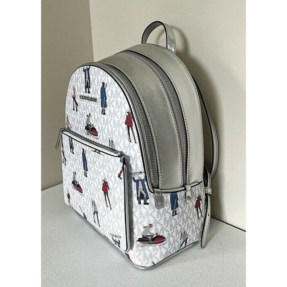New Michael Kors Jet Set Girls Adina Medium Backpack Bright White Multi
